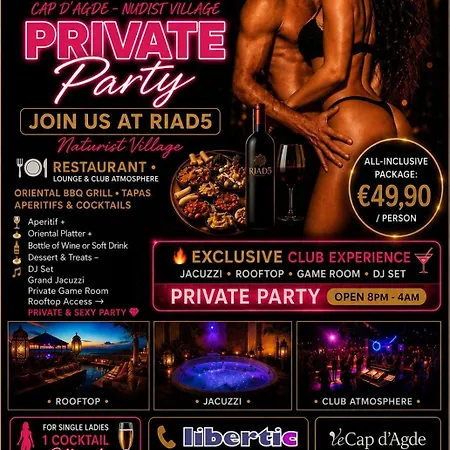 Aparthotel Village Naturiste Cap D'agde Libertin Location Club 5 Agde